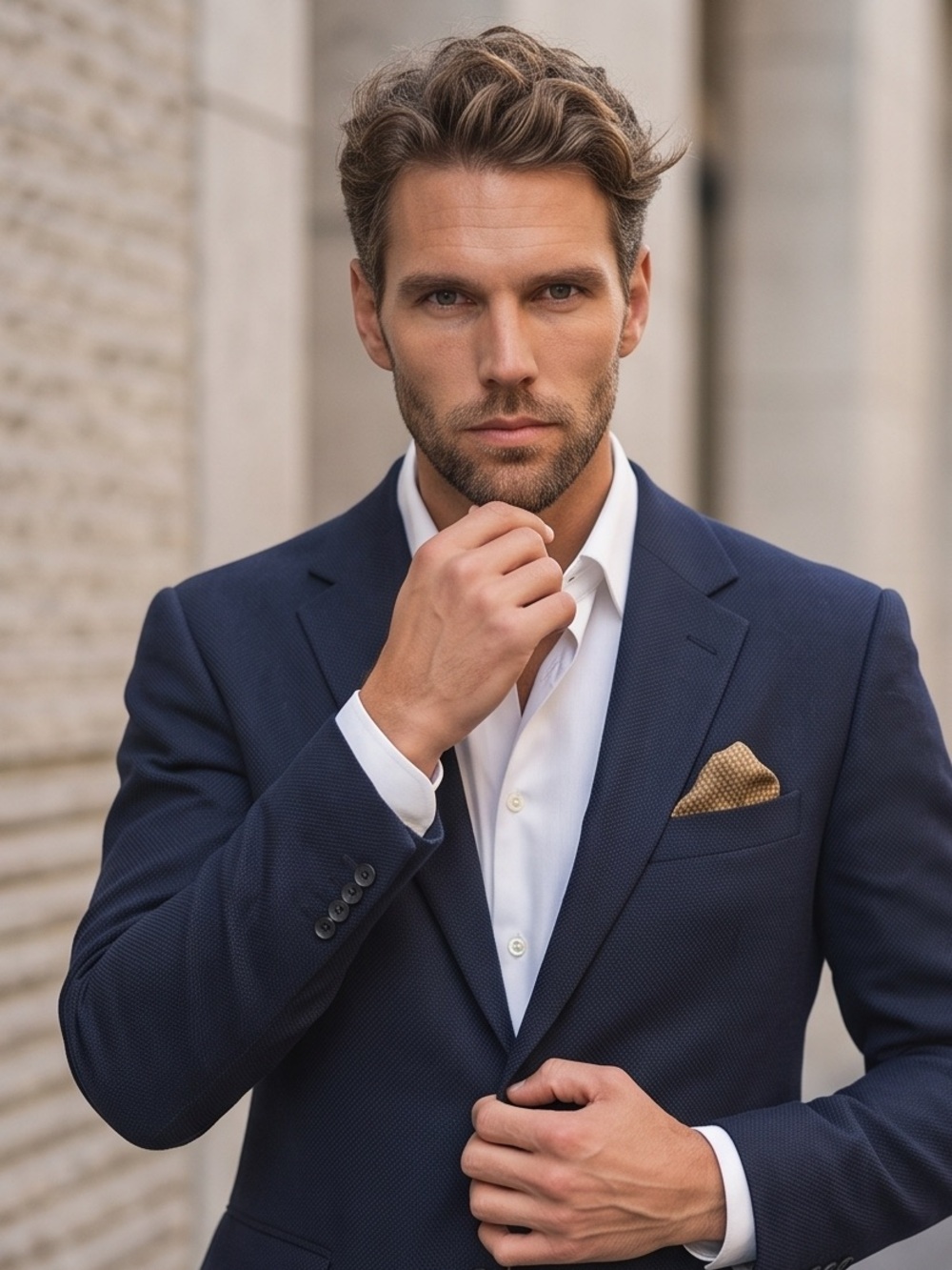 Classic Evan-Picone Navy Blue Fabric Blazer ☑️